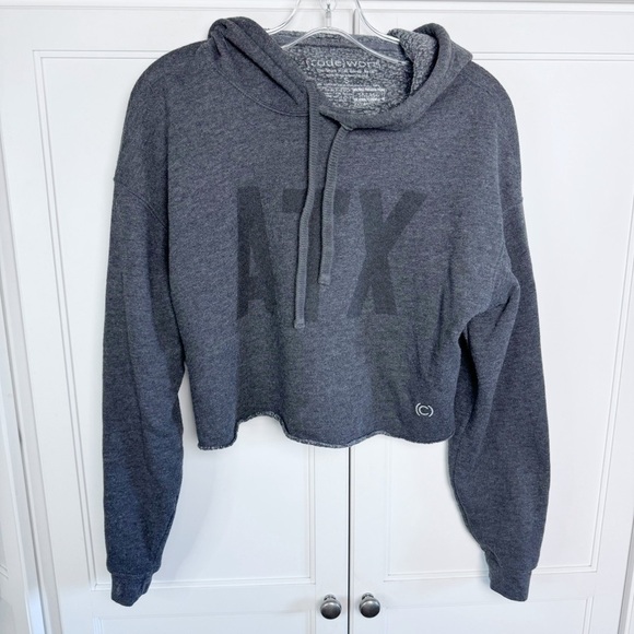 Code Word ATX Grey Soft Crop Hoodie Size Small CROP FLEECE HOODIE - Picture 2 of 11